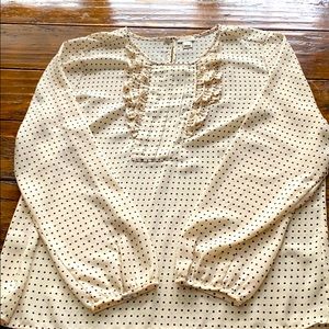 Adorable cream and black polka dot blouse-Size 16